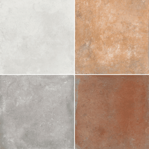 TERRACOTTA – keramiske fliser i terrakottalook – White, Grey, Siena & Red